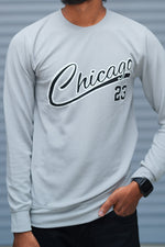 Load image into Gallery viewer, Men’s Printed Sweatshirt – Chicago Graphic Full Sleeve Casual Streetwear - Ash