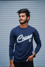 Load image into Gallery viewer, Men’s Printed Sweatshirt – Chicago Graphic Full Sleeve Casual Streetwear - Navy Blue