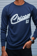 Load image into Gallery viewer, Men’s Printed Sweatshirt – Chicago Graphic Full Sleeve Casual Streetwear - Navy Blue