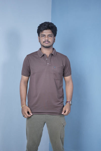 Men’s Short Sleeve Polo T-Shirt – Classic Fit Stylish Casual Wear-Brown