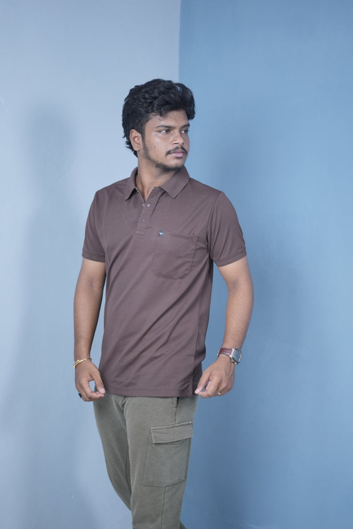 Men’s Short Sleeve Polo T-Shirt – Classic Fit Stylish Casual Wear-Brown