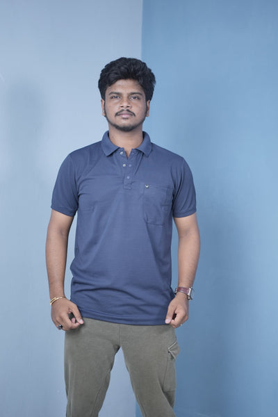 Men’s Short Sleeve Polo T-Shirt – Classic Fit Stylish Casual Wear-Navy Blue