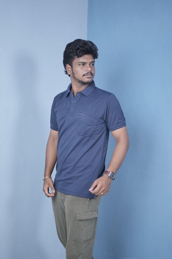 Men’s Short Sleeve Polo T-Shirt – Classic Fit Stylish Casual Wear-Navy Blue