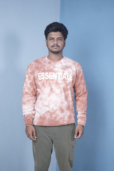Men’s Full Sleeve Tie-Dye Sweatshirt – Essentials Printed Casual Pullover-Pink