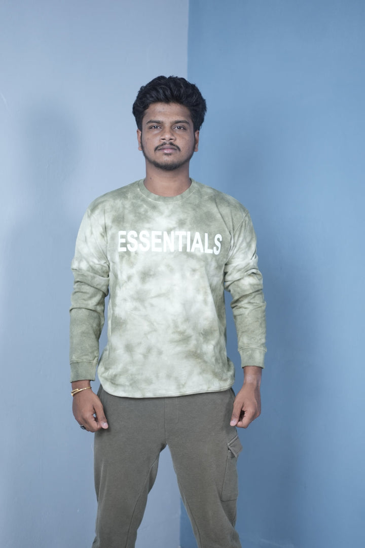 Men’s Full Sleeve Tie-Dye Sweatshirt – Essentials Printed Casual Pullover-Green