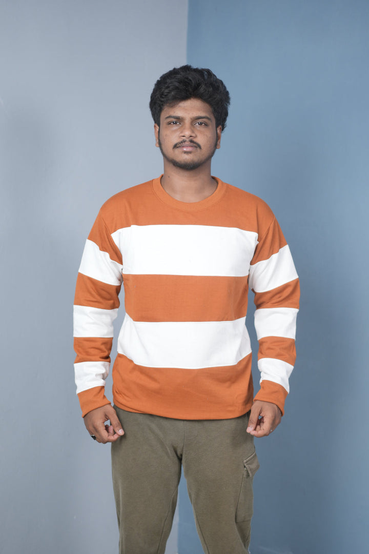 Men’s Cuttens Sweatshirt – Stylish Full Sleeve Casual Wear-Orange