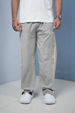 Load image into Gallery viewer, Men’s Joggers – Stylish Two Stripe Track Pants Streetwear - ASH + beige stripes