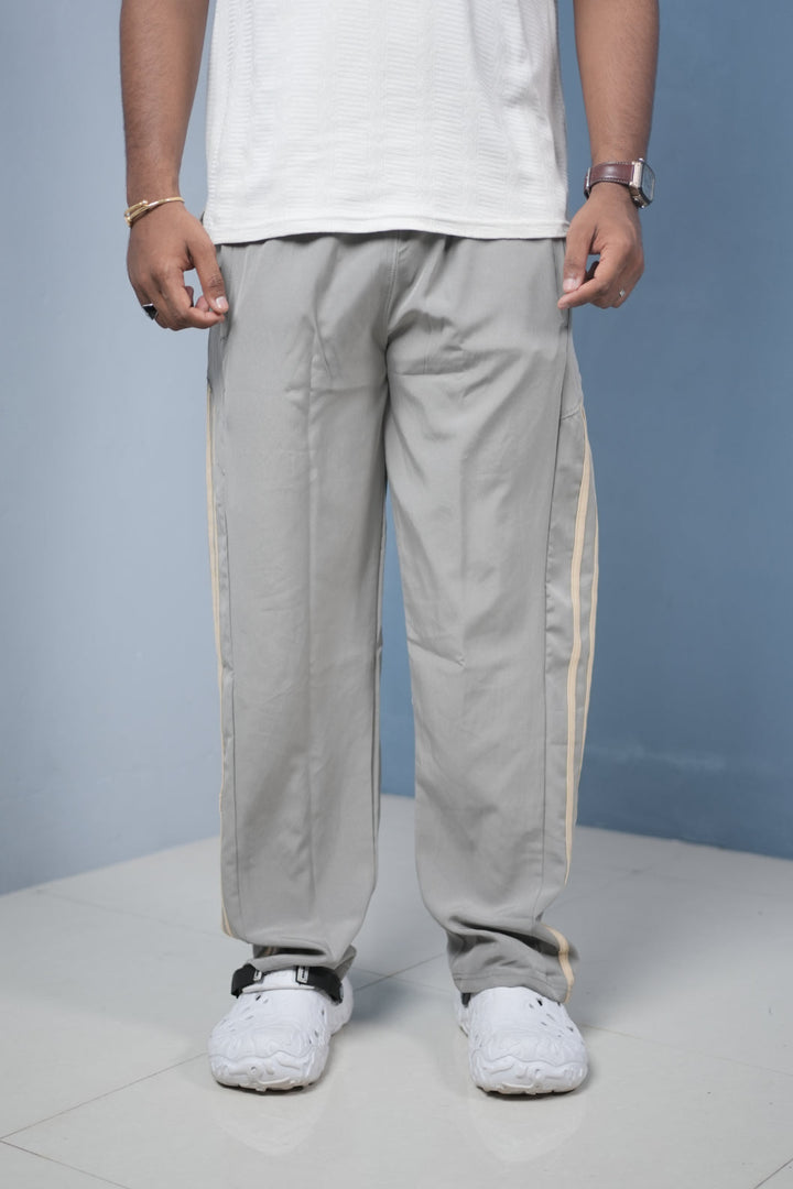 Men’s Joggers – Stylish Two Stripe Track Pants Streetwear - ASH + beige stripes