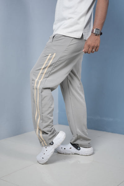 Men’s Joggers – Stylish Two Stripe Track Pants Streetwear - ASH + beige stripes