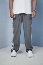 Load image into Gallery viewer, Men’s Joggers – Stylish Two Stripe Track Pants Streetwear - light grey + White stripes