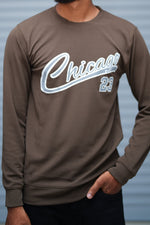 Load image into Gallery viewer, Men’s Printed Sweatshirt – Chicago Graphic Full Sleeve Casual Streetwear - Brown