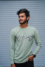 Load image into Gallery viewer, Men’s Printed Sweatshirt – Chicago Graphic Full Sleeve Casual Streetwear - Pista Green